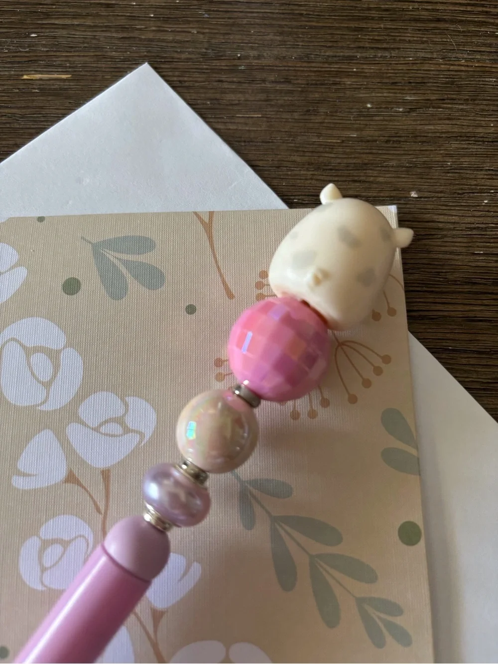Squishmallows Pig handmade beaded pen
